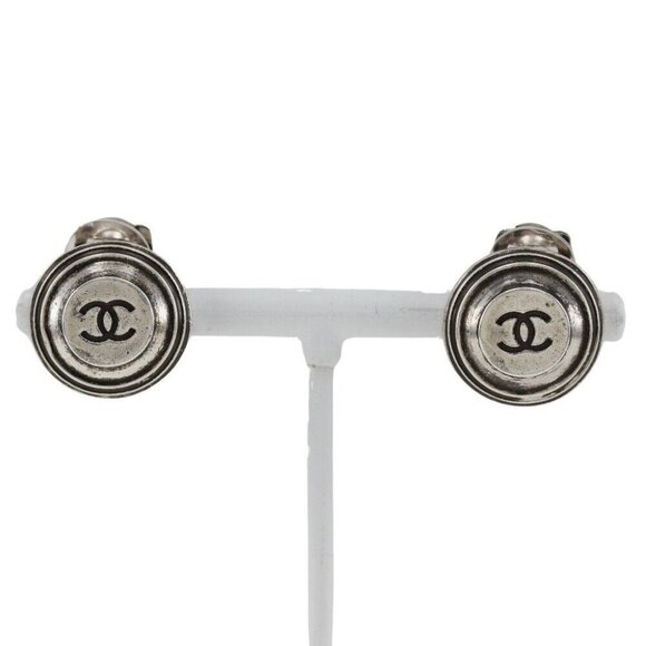 CHANEL COCO Mark Earring Silver metallic 11.7g Women - Picture 1 of 9
